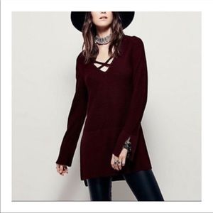 Free People Angi Criss Cross Tunic Sweater